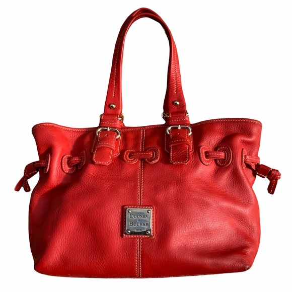 Dooney & Bourke Handbags - DOONEY & BOURKE Red Pebble Leather Should Bag.